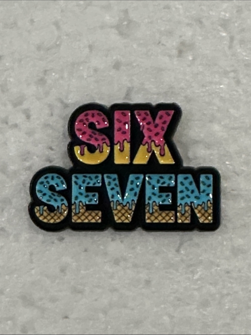 Six Seven Colorblock Enamel Pin - Pink, Yellow, Blue